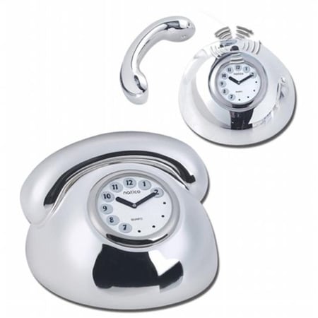 Natico Originals Natico Originals 10-1160 Telephone Ringing Clock  Silv. 10-1160